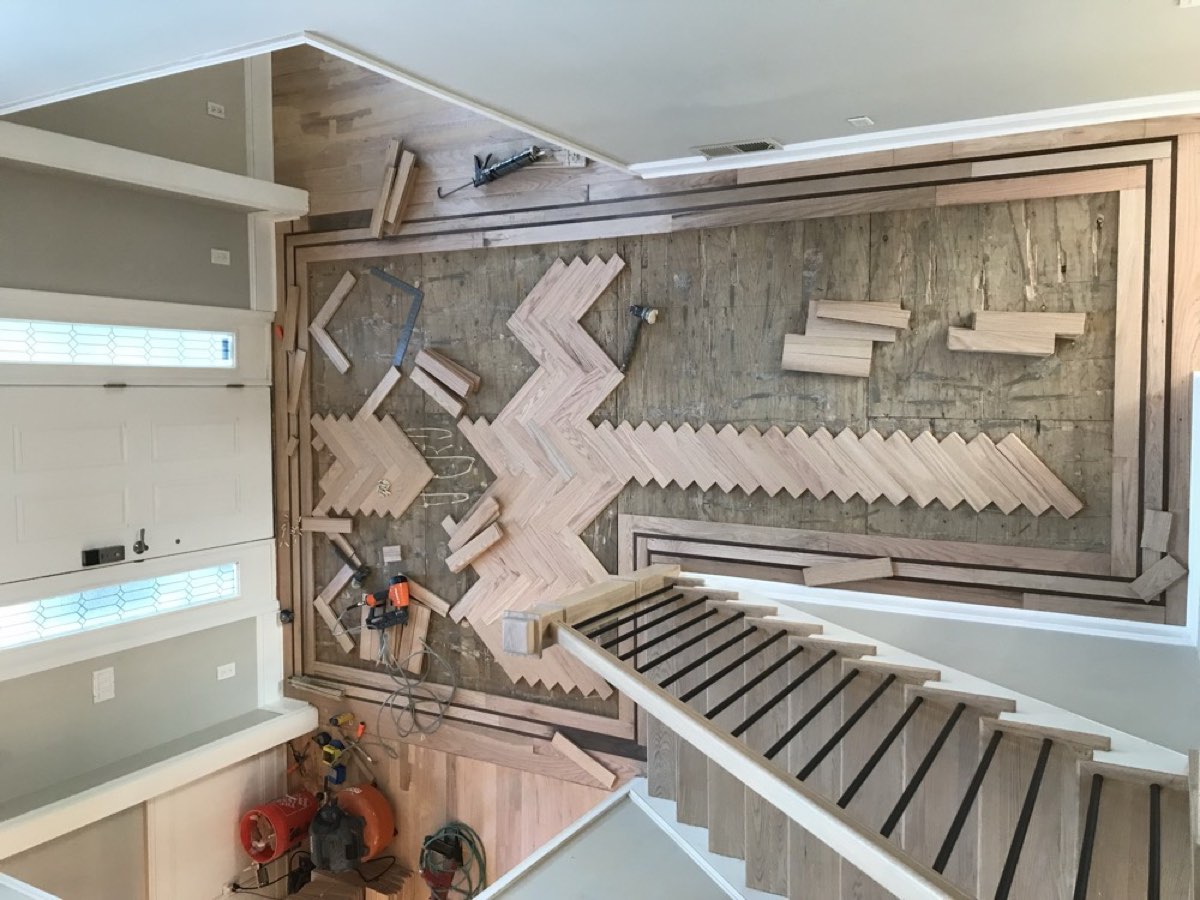 In progress &mdash; herringbone going down